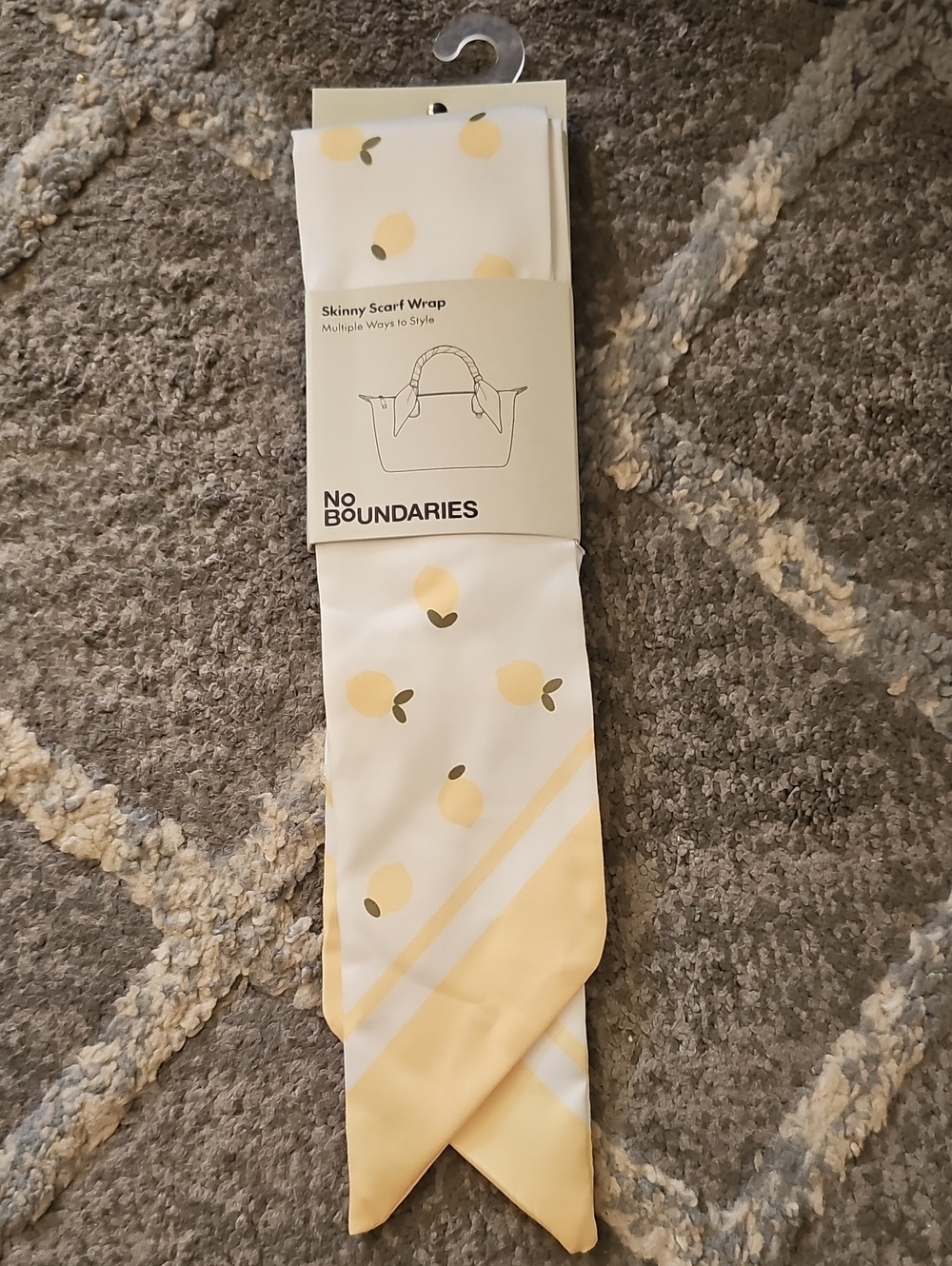 No Boundaries Yellow and White Skinny Scarf Bag Wrap
